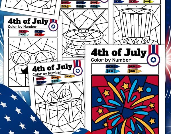 4th of July Color by Number | Totschooling 4th of July Color by Number | Totschooling