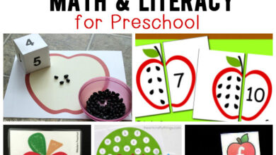 Free Apple Theme Math & Literacy Printables for Preschoolers | Totschooling