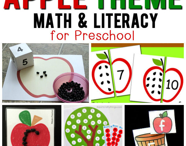 Free Apple Theme Math & Literacy Printables for Preschoolers | Totschooling Free Apple Theme Math & Literacy Printables for Preschoolers | Totschooling