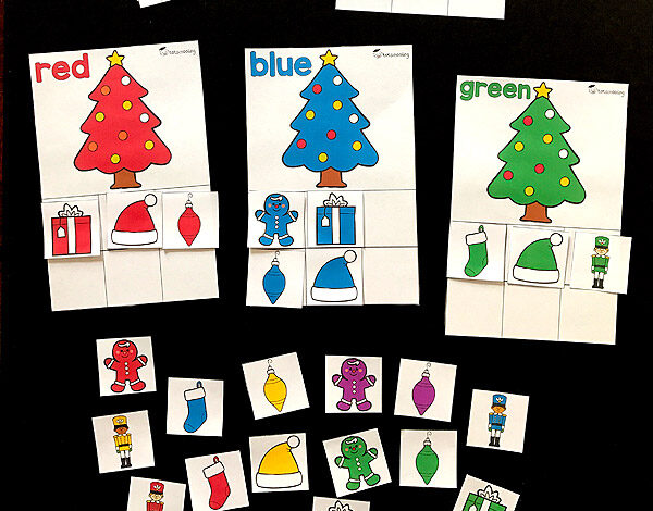 Christmas Color Sorting Printable Activity | Totschooling