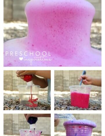 Easy Outdoor Color Changing Volcano with Baking Soda and Vinegar