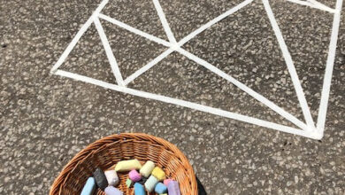 Geometric Chalk Art in the Outdoor Classroom