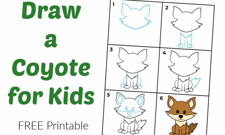 Step by Step How to Draw an Easy Coyote for Kids Step by Step How to Draw an Easy Coyote for Kids