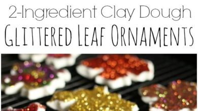 Glittered Leaf Ornaments with 2-Ingredient Clay Dough Glittered Leaf Ornaments with 2-Ingredient Clay Dough