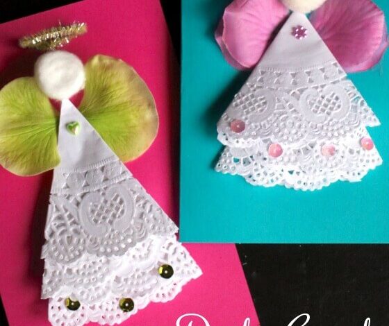 Doily Angel Christmas Card for Kids to Make