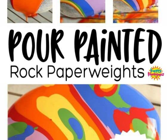 Pour Painting on Rocks – Homemade Paperweight Craft Pour Painting on Rocks – Homemade Paperweight Craft