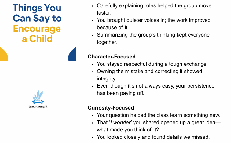 Things You Can Say To Encourage A Child