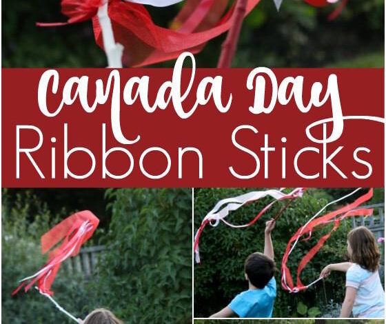 Patriotic Ribbon Twirlers for Kids to Make for Canada Day