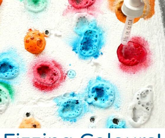 Baking Soda and Vinegar “Fizzing Colors” Experiment