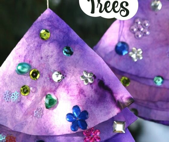 Coffee Filter Jewelled Trees for Kids to Make Coffee Filter Jewelled Trees for Kids to Make