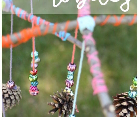 Beautiful Pinecone and Bead Mobile Craft for Kids