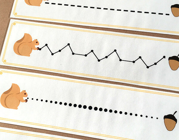 Fall Prewriting Activity with Squirrels & Acorns | Totschooling