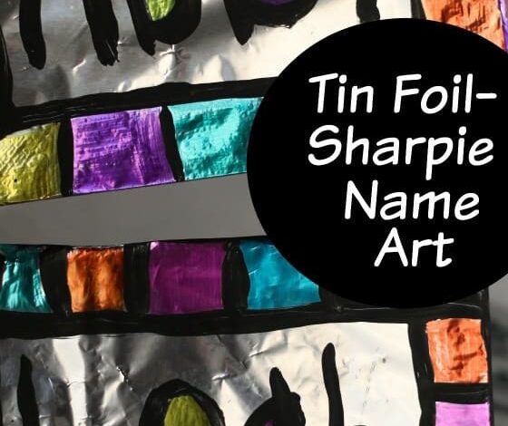 Name Art with Sharpies and Tin Foil Name Art with Sharpies and Tin Foil