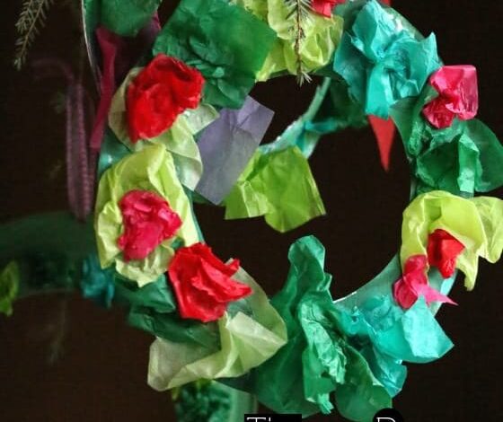 Tissue Paper Christmas Wreath for Kids