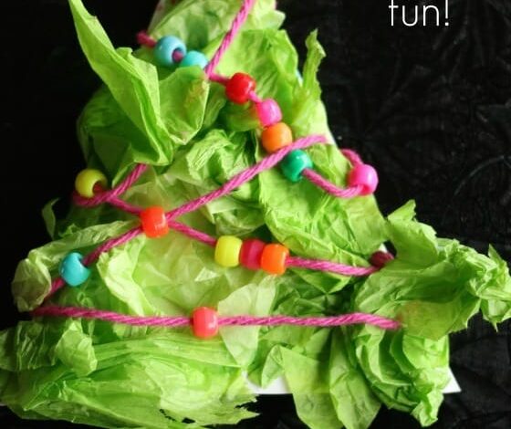 Beaded Tissue Paper Tree – A Fine-Motor Preschool Craft for Christmas