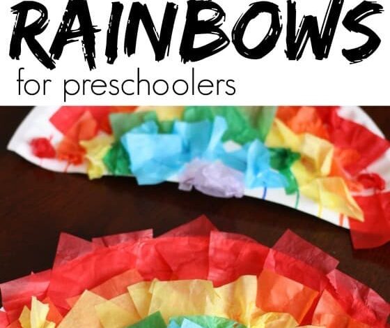 Tissue Paper, Paper Plate Rainbow Craft