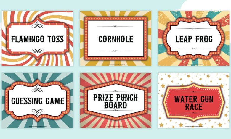 Free Printable Carnival Station Signs for Your Next Event