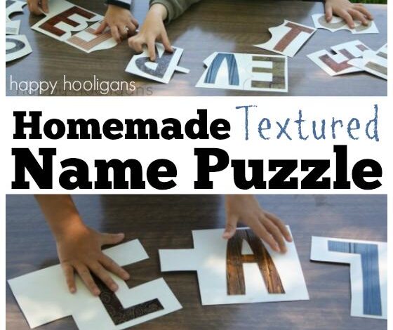 Easy Homemade Name Puzzle to teach your child how to spell his name