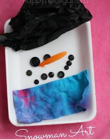 Snowman Art Project with Styrofoam Trays