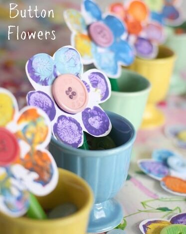 Stamped Flower Craft with Corks and Buttons