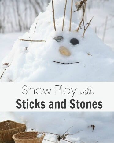 Playing with Sticks and Stones in Snow