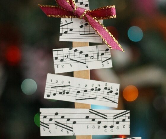 Christmas Tree Sheet Music Ornaments for Kids to Make