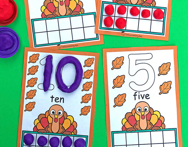 Thanksgiving Ten Frame Counting Cards | Totschooling