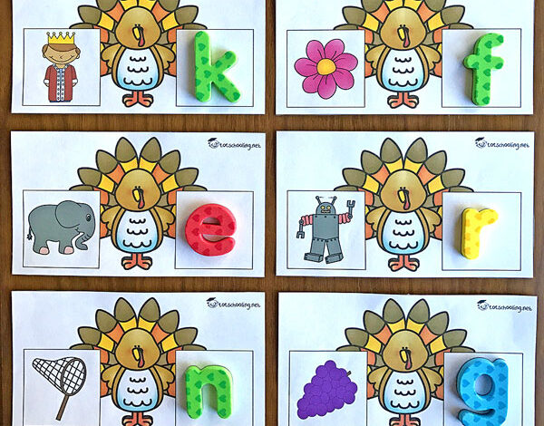 Thanksgiving Turkey Beginning Letter Sounds Cards | Totschooling