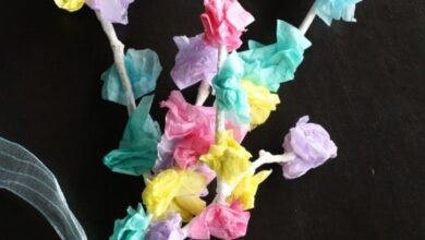 Spring Centerpiece with Twigs and Tissue Paper Spring Centerpiece with Twigs and Tissue Paper