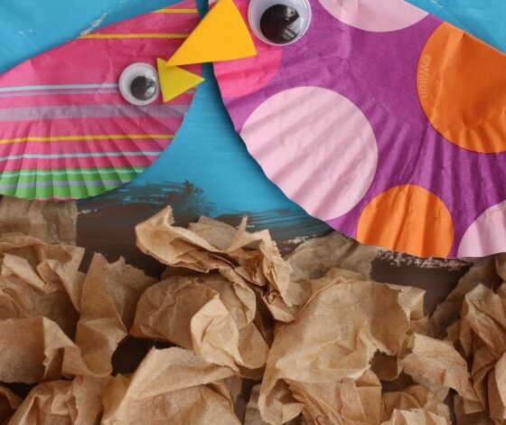 Adorable Bird and Nest Craft with Cupcake Liners and Paper Plates