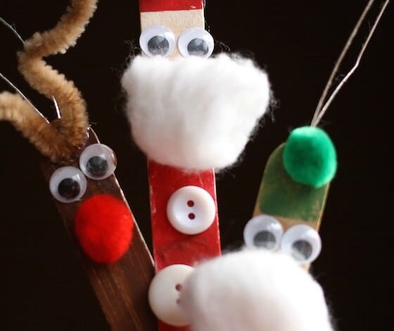 Craft Stick Santa Elf and Reindeer