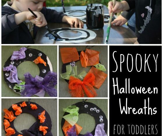 Simple Tissue Paper Halloween Wreaths for Toddlers