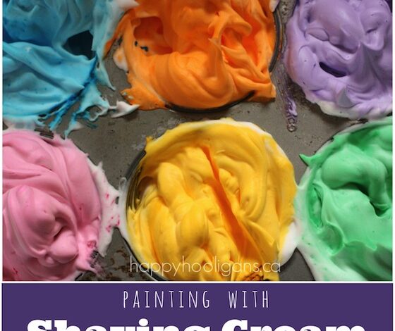 Painting with Shaving Cream – Awesome sensory play/art idea for kids