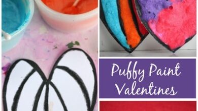 Puffy Paint Valentines Cards and Garlands