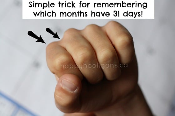 Trick to remember which months have 31 days