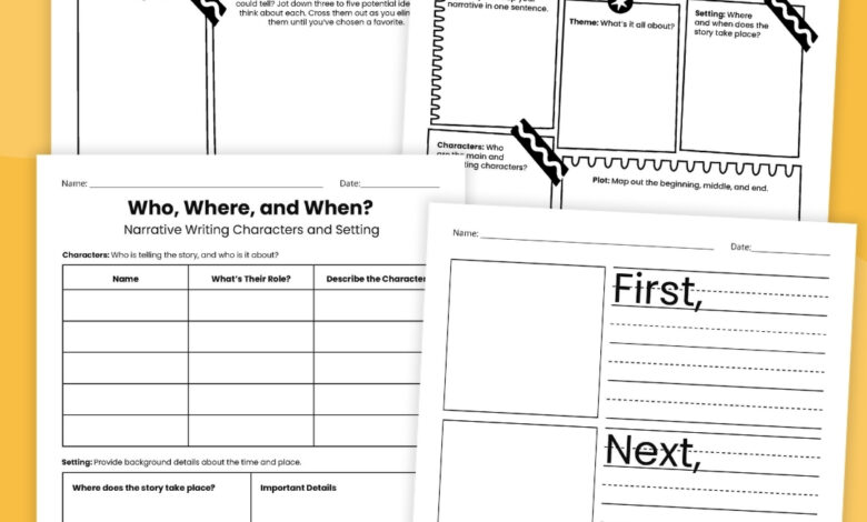 Free Printable Narrative Writing Graphic Organizer Bundle