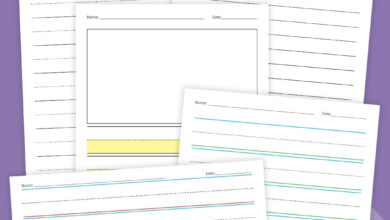 Free Lined Writing Paper for Kindergarten and Primary Students