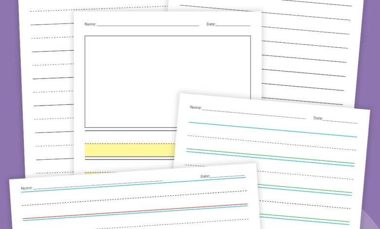 Free Lined Writing Paper for Kindergarten and Primary Students