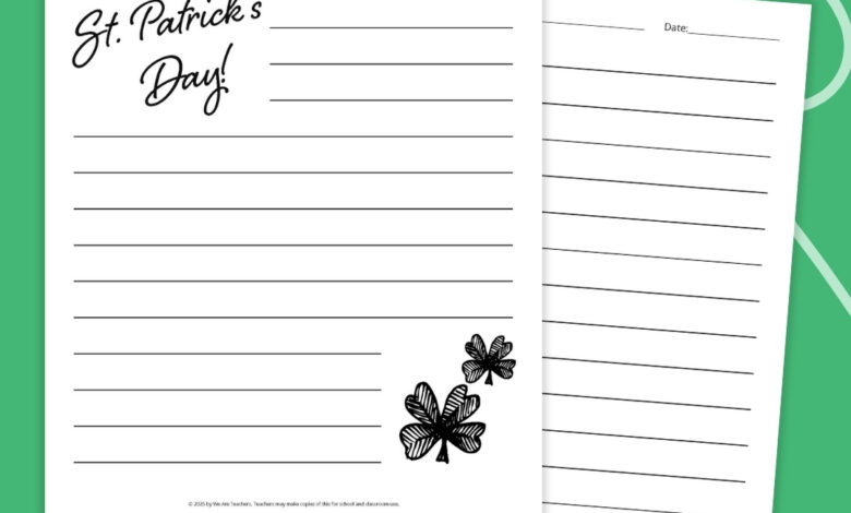 St. Patrick’s Day Writing Paper St. Patrick’s Day Writing Paper