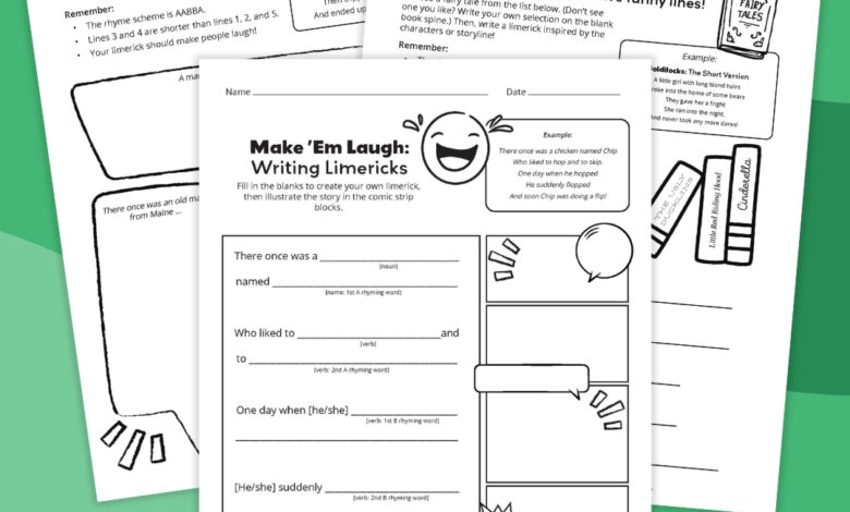 Limerick Worksheet Bundle for Kids (Free Printable) Limerick Worksheet Bundle for Kids (Free Printable)