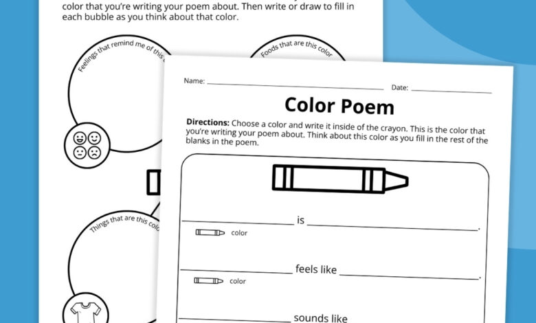 Color Poem Template Bundle (Free Printable Worksheets)