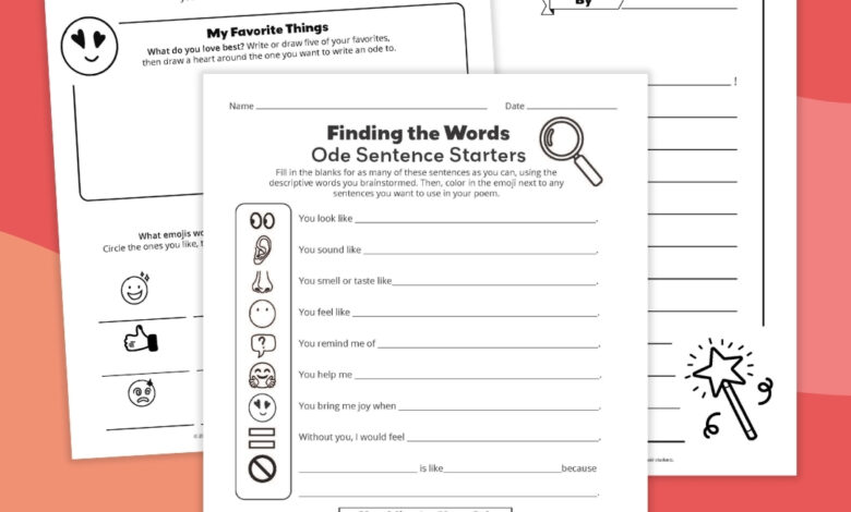 Free Printable Ode Poem Template Bundle for Kids