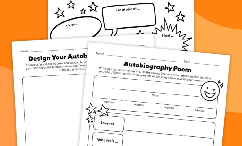 Autobiography Poem Template Bundle (Free Printable Worksheets)